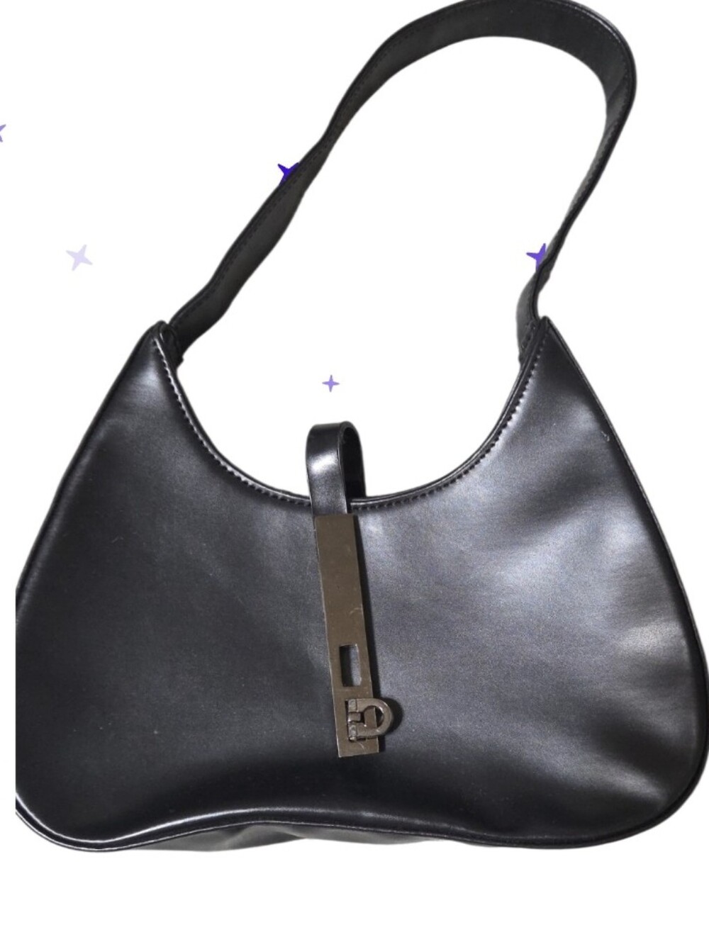 Vtg Black Women’s Shoulder Bag - Classic Minimalist